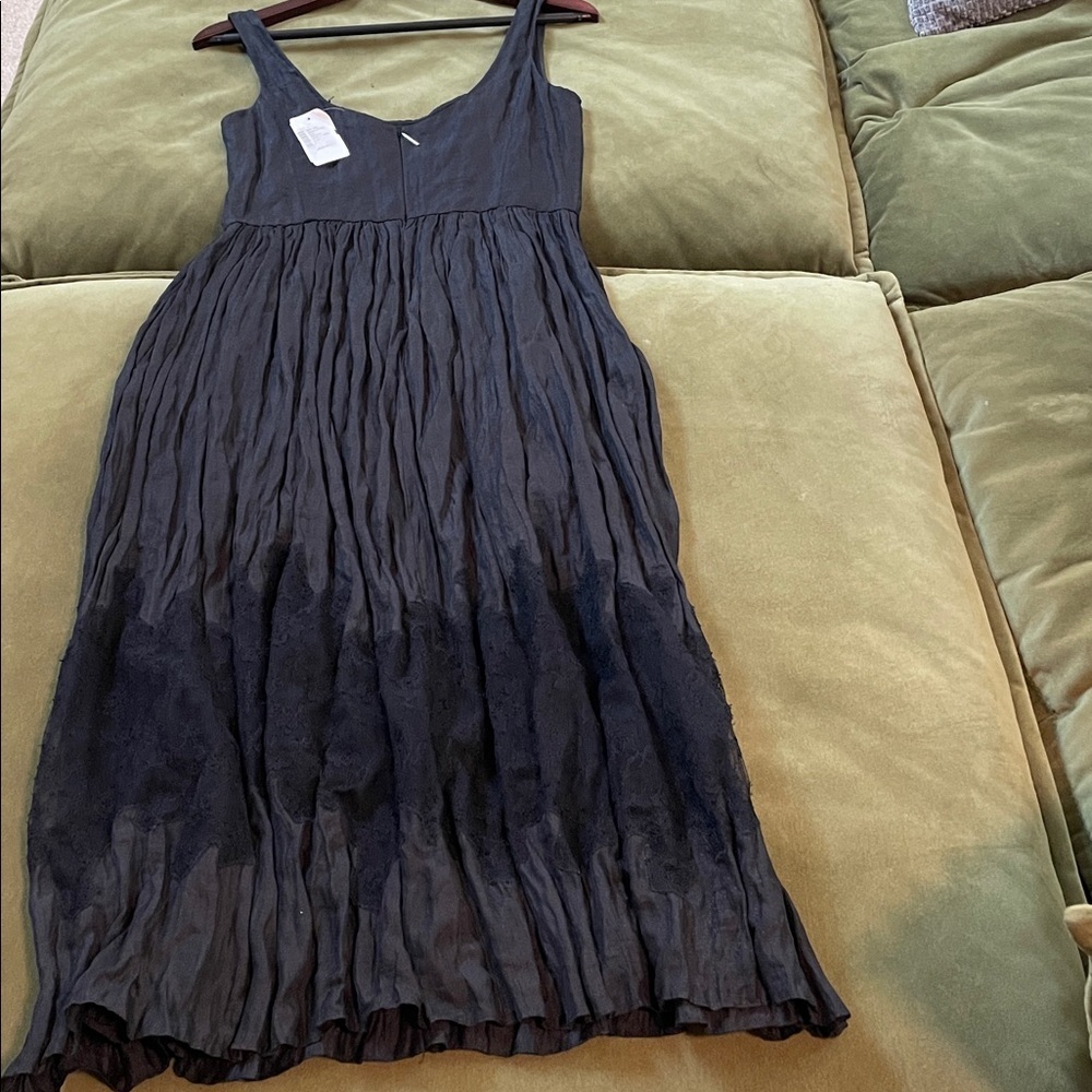 NEW Jason Wu Black Cotton-Silk Blend Crinkle Dress - Picture 5 of 7